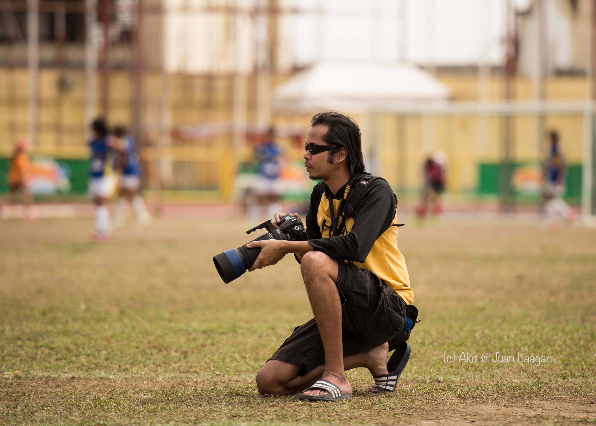 Audrim photographing on the field